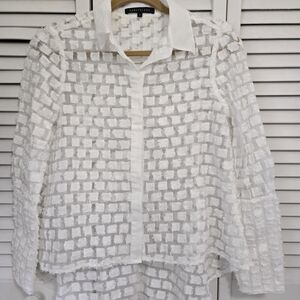 Elegant White Textured Button Down Shirt